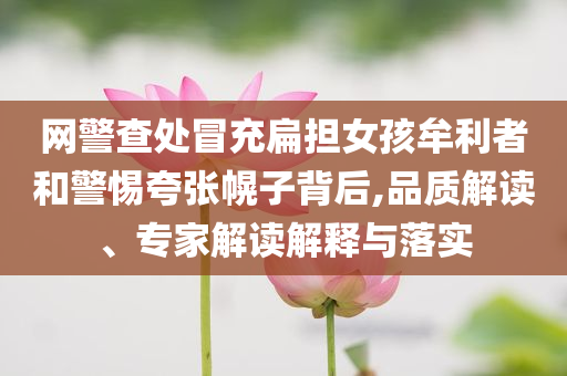 網(wǎng)警查處冒充扁擔(dān)女孩牟利者和警惕夸張幌子背后,品質(zhì)解讀、專家解讀解釋與落實
