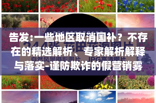 告發(fā):一些地區(qū)取消國補？不存在的精選解析、專家解析解釋與落實-謹防欺詐的假營銷霧