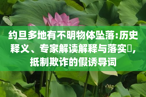 約旦多地有不明物體墜落:歷史釋義、專家解讀解釋與落實?,抵制欺詐的假誘導(dǎo)詞