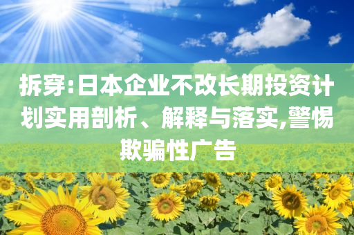拆穿:日本企業(yè)不改長(zhǎng)期投資計(jì)劃實(shí)用剖析、解釋與落實(shí),警惕欺騙性廣告