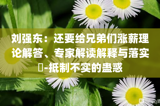 劉強東：還要給兄弟們漲薪理論解答、專家解讀解釋與落實?-抵制不實的蠱惑