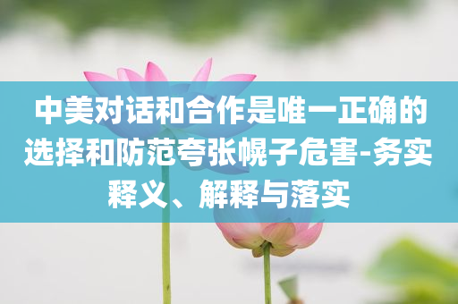 中美對話和合作是唯一正確的選擇和防范夸張幌子危害-務(wù)實釋義、解釋與落實