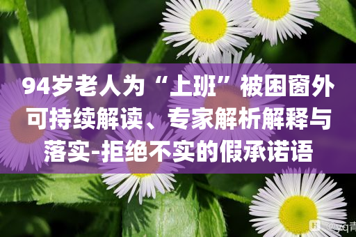 94歲老人為“上班”被困窗外可持續(xù)解讀、專家解析解釋與落實-拒絕不實的假承諾語