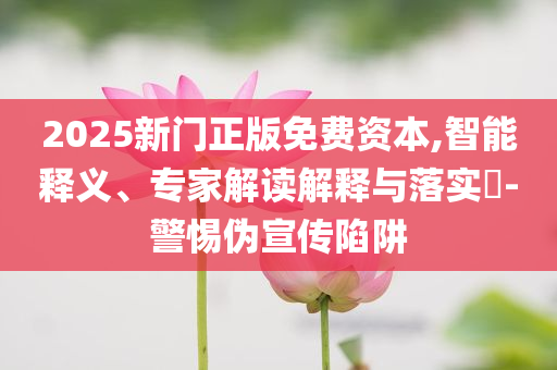 2025新門正版免費資本,智能釋義、專家解讀解釋與落實?-警惕偽宣傳陷阱