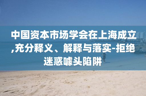 中國資本市場學(xué)會在上海成立,充分釋義、解釋與落實-拒絕迷惑噱頭陷阱