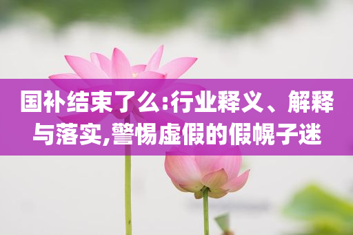 國補結(jié)束了么:行業(yè)釋義、解釋與落實,警惕虛假的假幌子迷