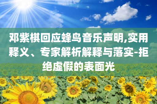 鄧紫棋回應(yīng)蜂鳥音樂聲明,實(shí)用釋義、專家解析解釋與落實(shí)-拒絕虛假的表面光