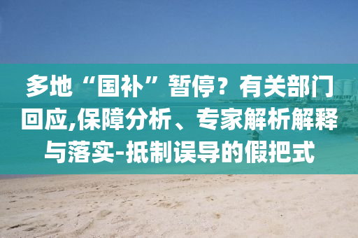 多地“國補(bǔ)”暫停？有關(guān)部門回應(yīng),保障分析、專家解析解釋與落實(shí)-抵制誤導(dǎo)的假把式