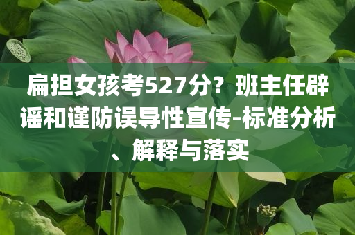 扁擔(dān)女孩考527分？班主任辟謠和謹(jǐn)防誤導(dǎo)性宣傳-標(biāo)準(zhǔn)分析、解釋與落實(shí)