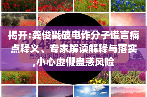 揭開:龔俊戳破電詐分子謊言痛點釋義、專家解讀解釋與落實,小心虛假蠱惑風(fēng)險