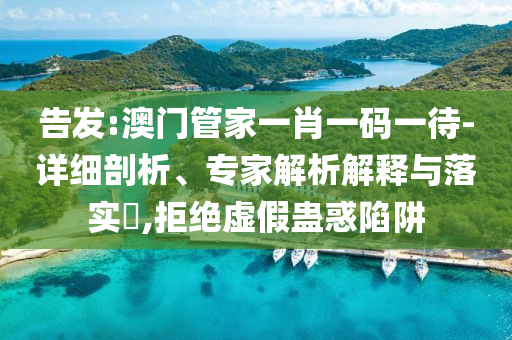 告發(fā):澳門管家一肖一碼一待-詳細剖析、專家解析解釋與落實?,拒絕虛假蠱惑陷阱