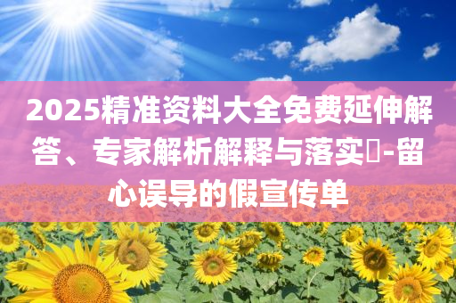 2025精準(zhǔn)資料大全免費(fèi)延伸解答、專家解析解釋與落實(shí)?-留心誤導(dǎo)的假宣傳單