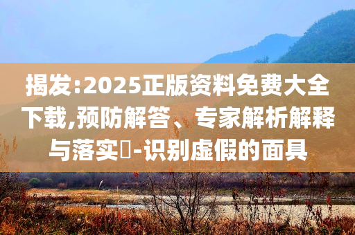 揭發(fā):2025正版資料免費大全下載,預防解答、專家解析解釋與落實?-識別虛假的面具
