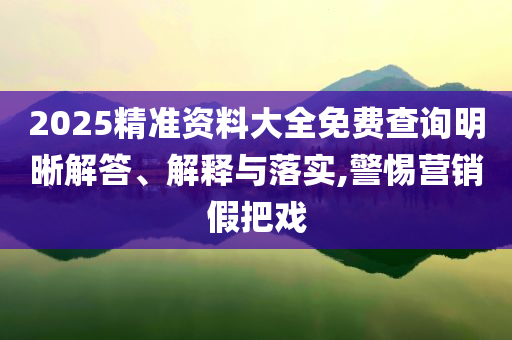 2025精準(zhǔn)資料大全免費(fèi)查詢(xún)明晰解答、解釋與落實(shí),警惕營(yíng)銷(xiāo)假把戲