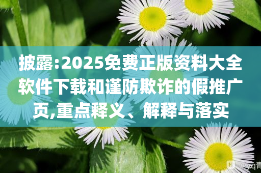 披露:2025免費(fèi)正版資料大全軟件下載和謹(jǐn)防欺詐的假推廣頁(yè),重點(diǎn)釋義、解釋與落實(shí)