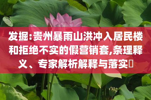 發(fā)掘:貴州暴雨山洪沖入居民樓和拒絕不實的假營銷套,條理釋義、專家解析解釋與落實?