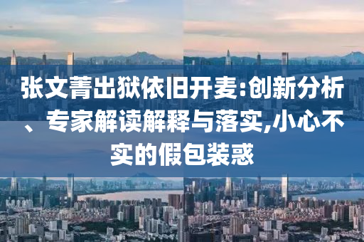 張文菁出獄依舊開麥:創(chuàng)新分析、專家解讀解釋與落實(shí),小心不實(shí)的假包裝惑