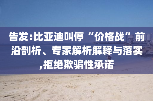 告發(fā):比亞迪叫?！皟r(jià)格戰(zhàn)”前沿剖析、專(zhuān)家解析解釋與落實(shí),拒絕欺騙性承諾