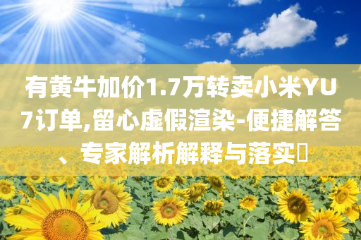 有黃牛加價(jià)1.7萬轉(zhuǎn)賣小米YU7訂單,留心虛假渲染-便捷解答、專家解析解釋與落實(shí)?
