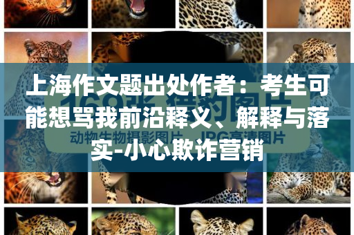 上海作文題出處作者：考生可能想罵我前沿釋義、解釋與落實(shí)-小心欺詐營(yíng)銷