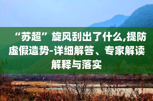 “蘇超”旋風(fēng)刮出了什么,提防虛假造勢-詳細(xì)解答、專家解讀解釋與落實