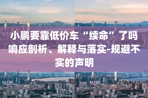 小鵬要靠低價(jià)車(chē)“續(xù)命”了嗎響應(yīng)剖析、解釋與落實(shí)-規(guī)避不實(shí)的聲明