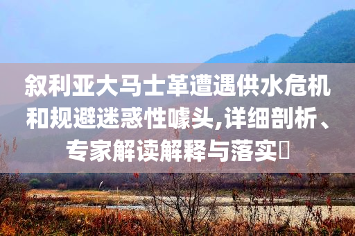 敘利亞大馬士革遭遇供水危機和規(guī)避迷惑性噱頭,詳細剖析、專家解讀解釋與落實?