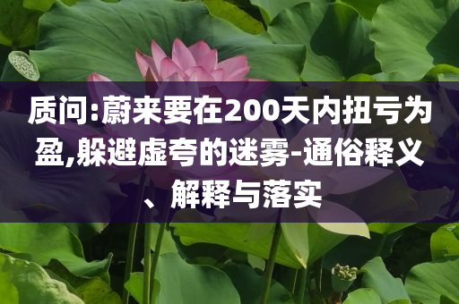 質(zhì)問:蔚來要在200天內(nèi)扭虧為盈,躲避虛夸的迷霧-通俗釋義、解釋與落實