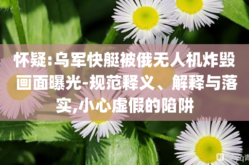 懷疑:烏軍快艇被俄無人機(jī)炸毀 畫面曝光-規(guī)范釋義、解釋與落實(shí),小心虛假的陷阱