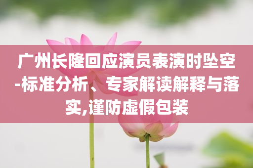 廣州長(zhǎng)隆回應(yīng)演員表演時(shí)墜空-標(biāo)準(zhǔn)分析、專家解讀解釋與落實(shí),謹(jǐn)防虛假包裝