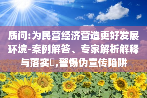 質(zhì)問:為民營經(jīng)濟(jì)營造更好發(fā)展環(huán)境-案例解答、專家解析解釋與落實?,警惕偽宣傳陷阱