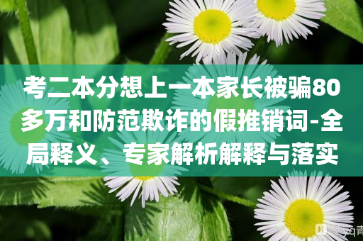 考二本分想上一本家長被騙80多萬和防范欺詐的假推銷詞-全局釋義、專家解析解釋與落實