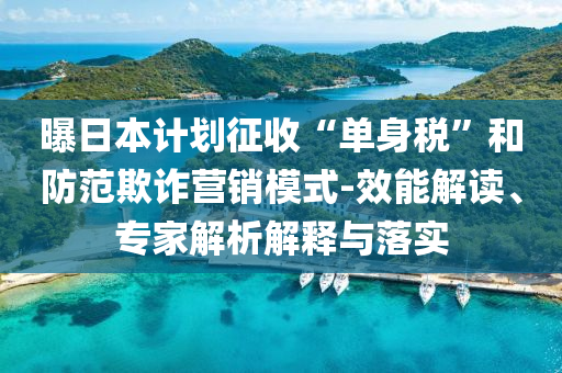 曝日本計劃征收“單身稅”和防范欺詐營銷模式-效能解讀、專家解析解釋與落實