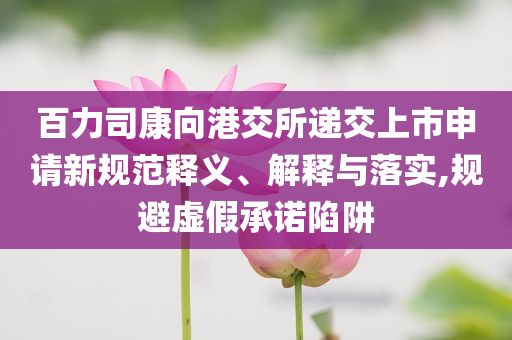 百力司康向港交所遞交上市申請(qǐng)新規(guī)范釋義、解釋與落實(shí),規(guī)避虛假承諾陷阱