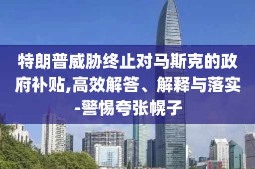 特朗普威脅終止對(duì)馬斯克的政府補(bǔ)貼,高效解答、解釋與落實(shí)-警惕夸張幌子