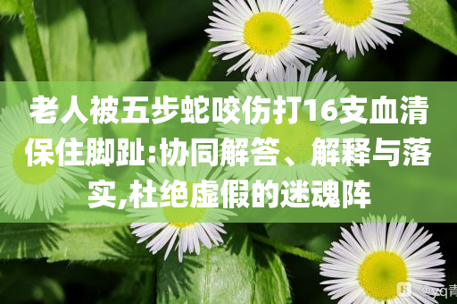 老人被五步蛇咬傷打16支血清保住腳趾:協(xié)同解答、解釋與落實,杜絕虛假的迷魂陣