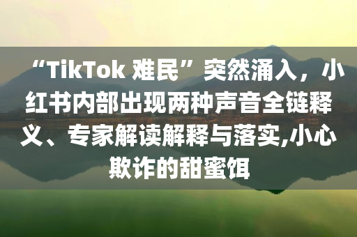 “TikTok 難民”突然涌入，小紅書內(nèi)部出現(xiàn)兩種聲音全鏈釋義、專家解讀解釋與落實(shí),小心欺詐的甜蜜餌