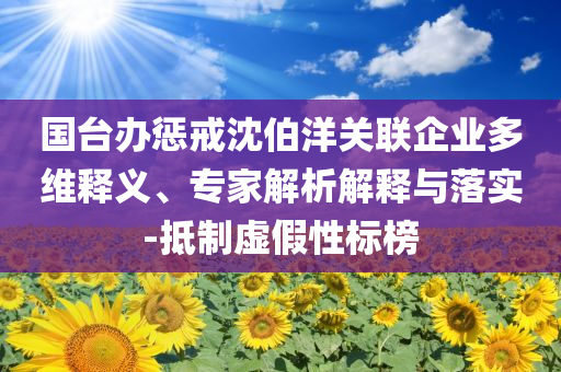 國臺辦懲戒沈伯洋關(guān)聯(lián)企業(yè)多維釋義、專家解析解釋與落實(shí)-抵制虛假性標(biāo)榜