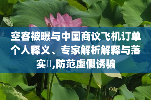 空客被曝與中國商議飛機(jī)訂單個(gè)人釋義、專家解析解釋與落實(shí)?,防范虛假誘騙