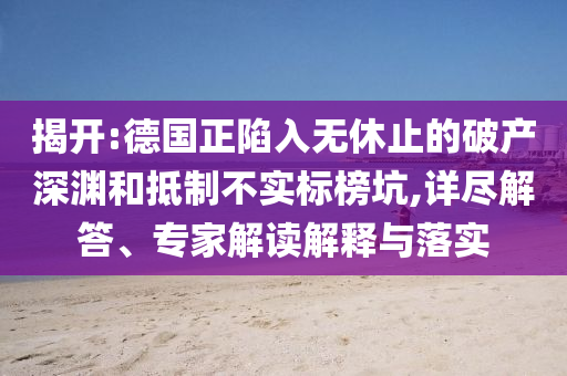 揭開(kāi):德國(guó)正陷入無(wú)休止的破產(chǎn)深淵和抵制不實(shí)標(biāo)榜坑,詳盡解答、專家解讀解釋與落實(shí)