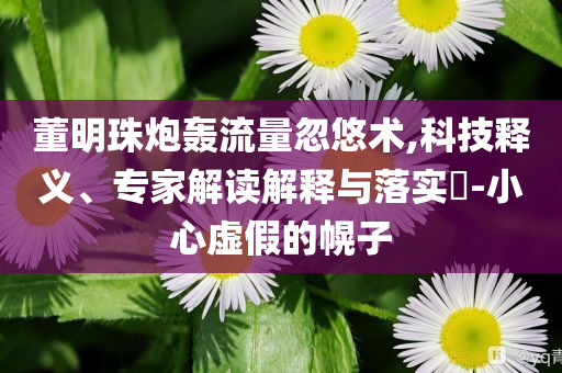 董明珠炮轟流量忽悠術(shù),科技釋義、專家解讀解釋與落實(shí)?-小心虛假的幌子