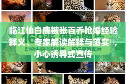 臨江仙白鹿被張百喬搶婚經(jīng)驗(yàn)釋義、專家解讀解釋與落實(shí)?,小心誘導(dǎo)式宣傳