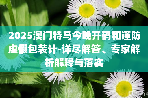 2025澳門特馬今晚開碼和謹防虛假包裝計-詳盡解答、專家解析解釋與落實