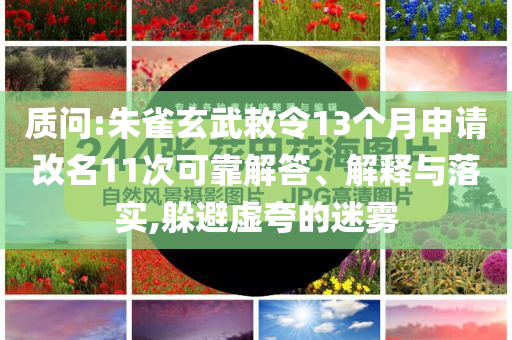 質(zhì)問:朱雀玄武敕令13個月申請改名11次可靠解答、解釋與落實,躲避虛夸的迷霧