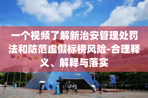 一個(gè)視頻了解新治安管理處罰法和防范虛假標(biāo)榜風(fēng)險(xiǎn)-合理釋義、解釋與落實(shí)