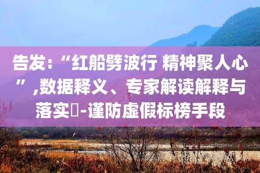 告發(fā):“紅船劈波行 精神聚人心”,數(shù)據(jù)釋義、專家解讀解釋與落實?-謹(jǐn)防虛假標(biāo)榜手段