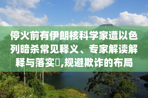 ?；鹎坝幸晾屎丝茖W(xué)家遭以色列暗殺常見釋義、專家解讀解釋與落實(shí)?,規(guī)避欺詐的布局