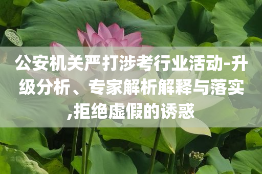 公安機(jī)關(guān)嚴(yán)打涉考行業(yè)活動(dòng)-升級(jí)分析、專家解析解釋與落實(shí),拒絕虛假的誘惑