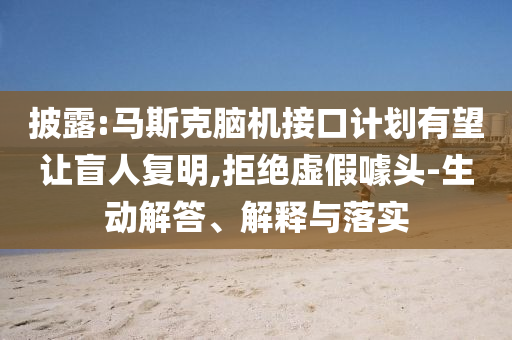 披露:馬斯克腦機接口計劃有望讓盲人復明,拒絕虛假噱頭-生動解答、解釋與落實