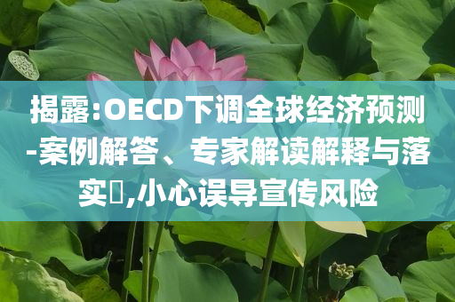 揭露:OECD下調(diào)全球經(jīng)濟(jì)預(yù)測-案例解答、專家解讀解釋與落實(shí)?,小心誤導(dǎo)宣傳風(fēng)險